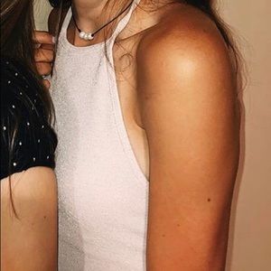 Sparkly light pink Garage crop top